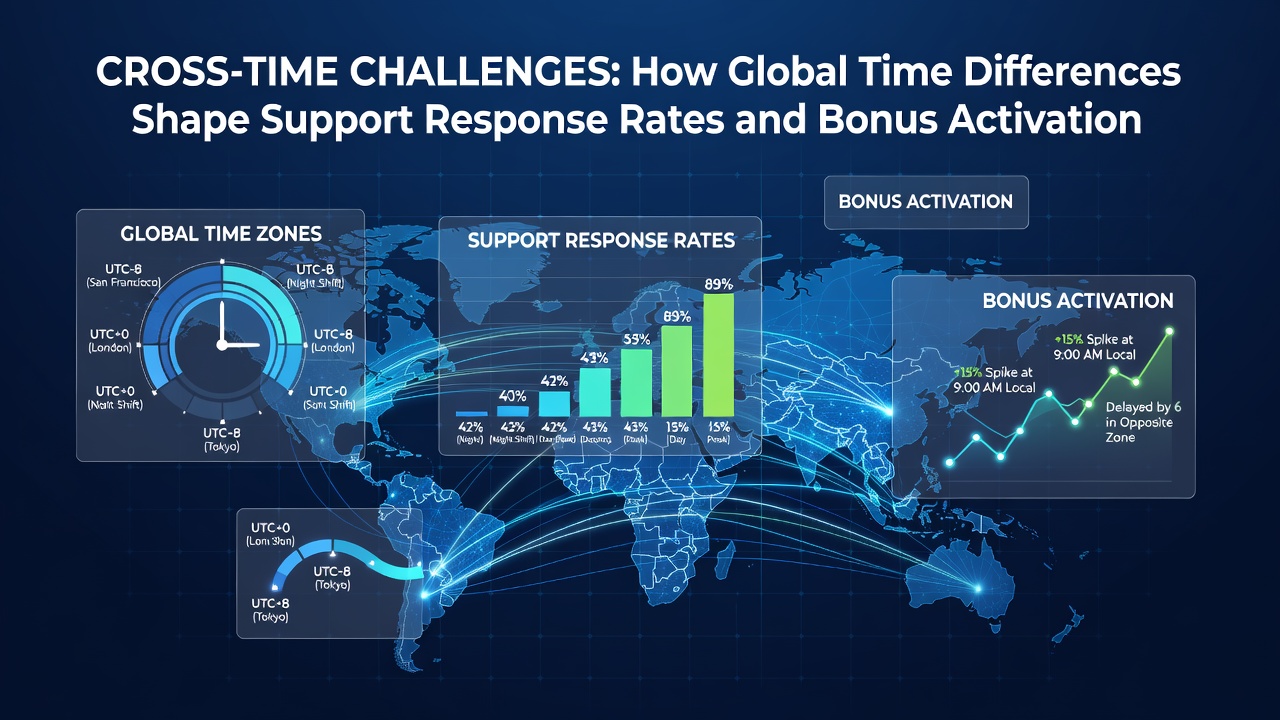 Support dashboard showing time zone adjustments and bonus activation logs for poker and sports apps