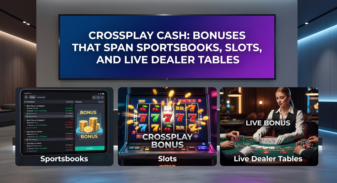 Vibrant digital collage showing interconnected icons of sportsbooks, slot machines, and live dealer tables with glowing bonus cash flowing between them