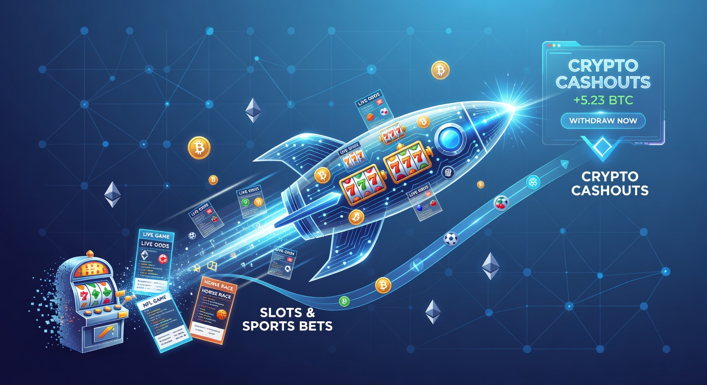 Digital wallet showing instant crypto transfer from a gambling win on slots to a sports bet interface, highlighting speed and security icons