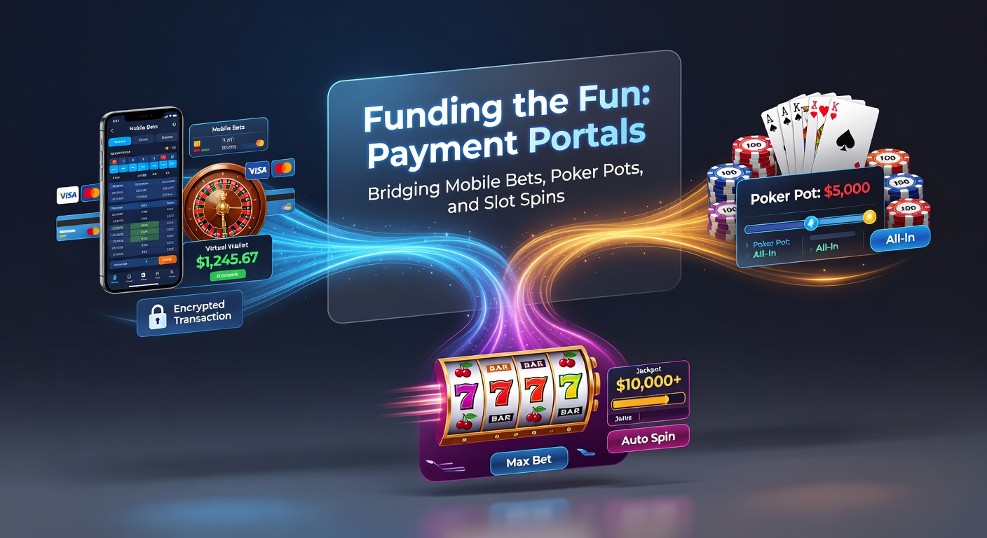 Close-up of a secure payment confirmation screen linking a user's deposit to active poker pot contributions, mobile bet slips, and slot game balances