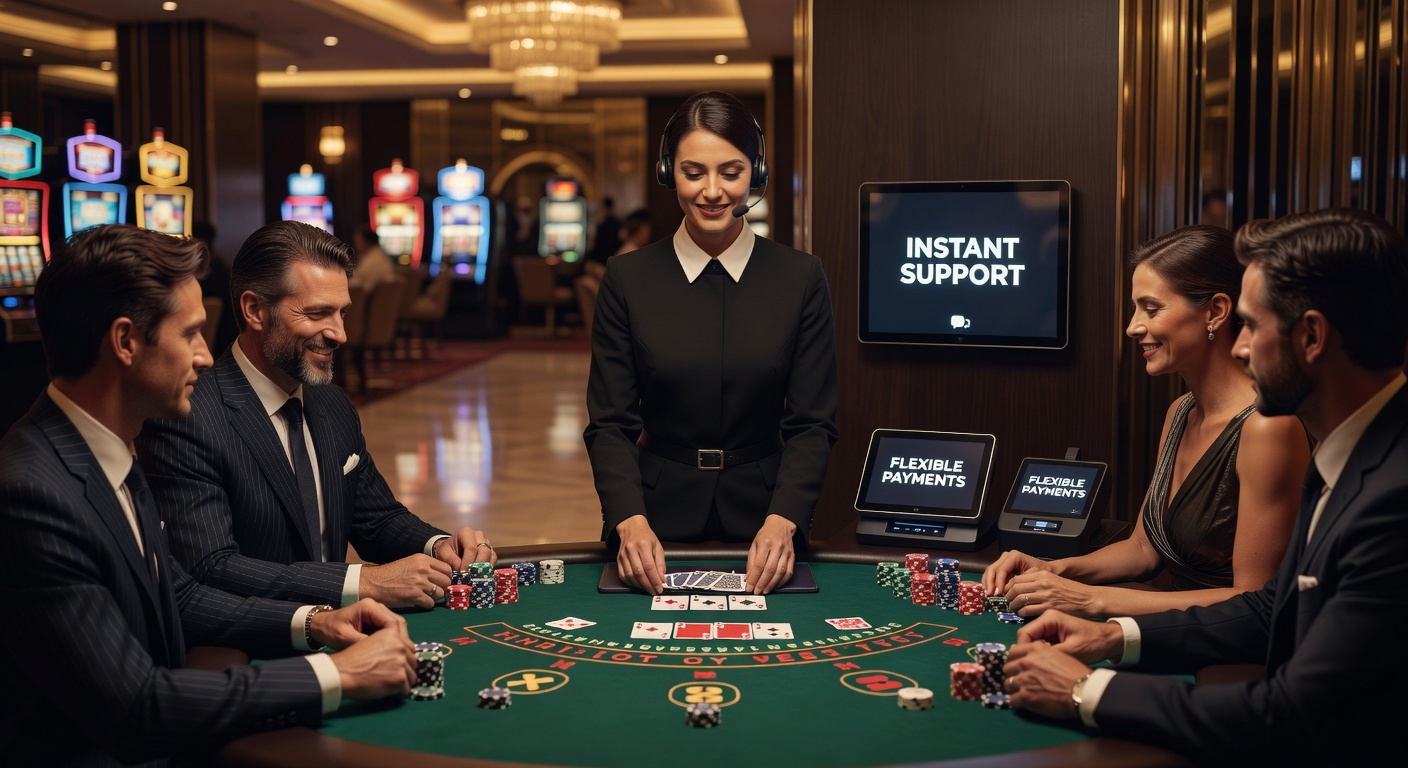 A live dealer hosting a blackjack game with real-time chat support visible on screen, players engaging from multiple devices