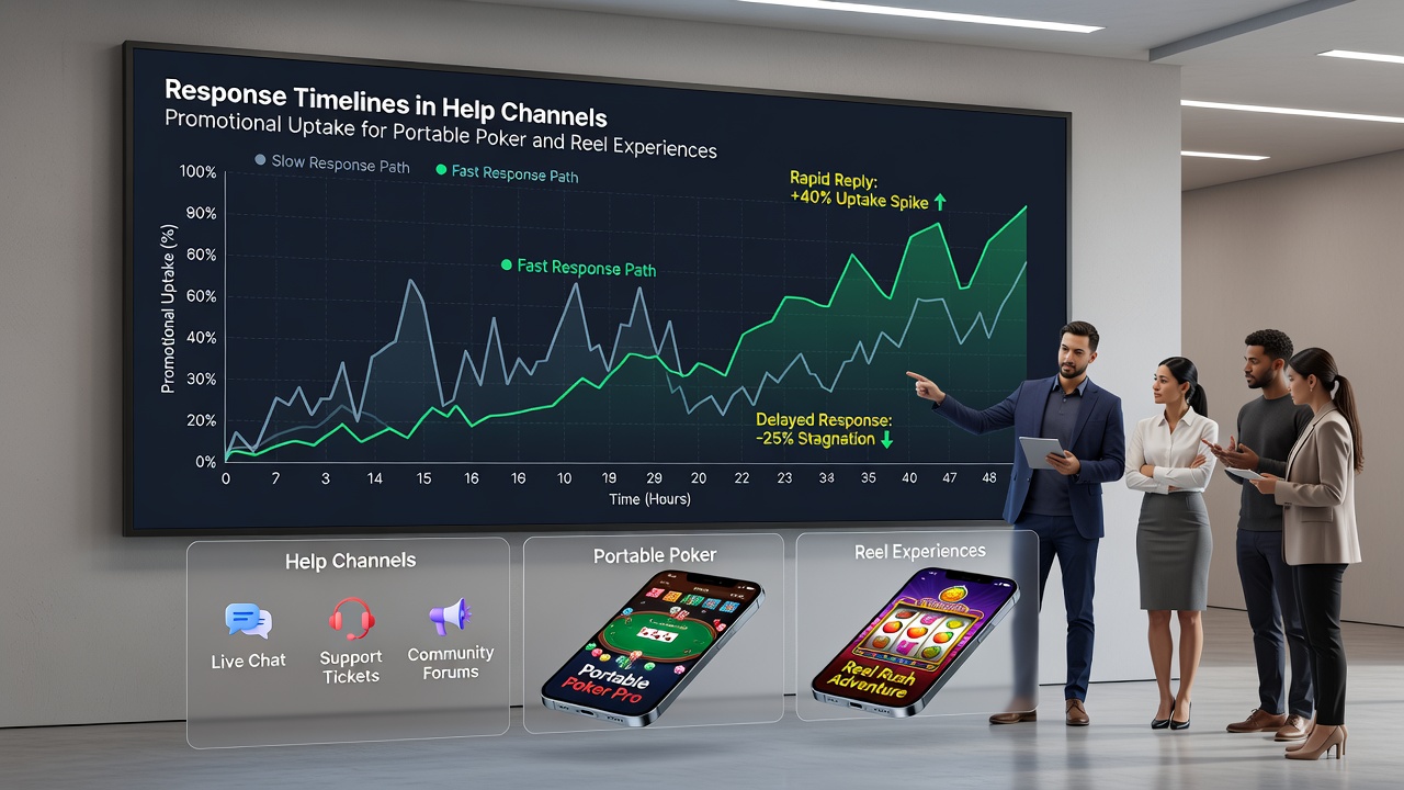 Mobile interface displaying live chat response metrics and promotional redemption rates for poker and slots