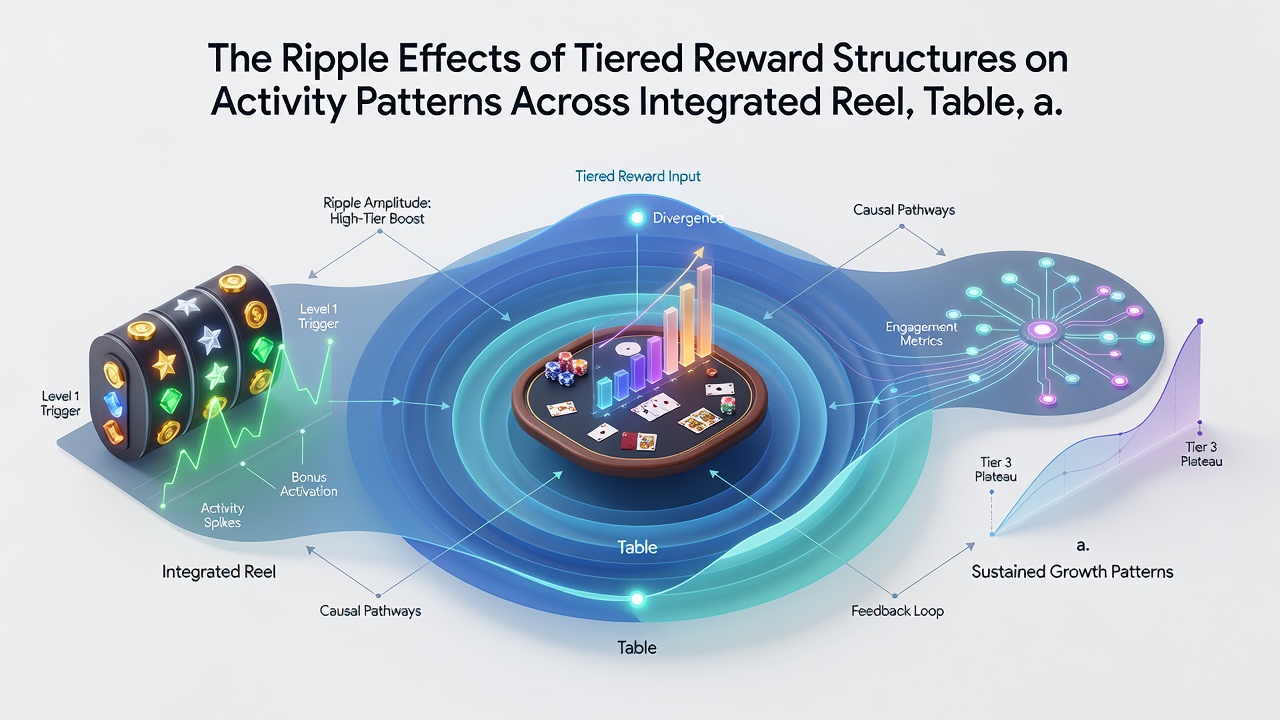 Analytics chart displaying activity distribution shifts between reel, table, and event forecast modules under tiered rewards
