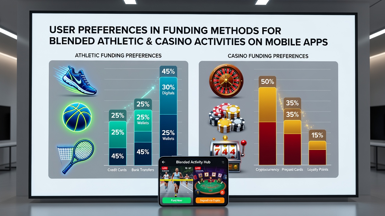 Infographic illustrating payment preference statistics for blended sports betting and casino mobile apps in 2026